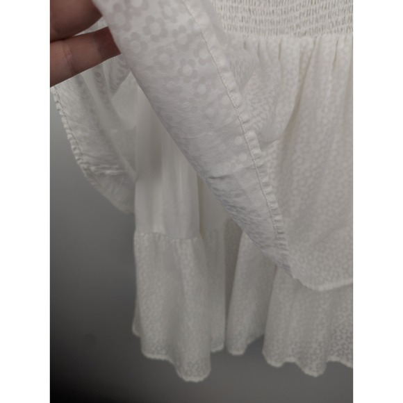 Lulus Tiers To Me White Puff Sleeve Tiered Dress Mini Skater M Off‎ The Shoulder - Picture 5 of 13